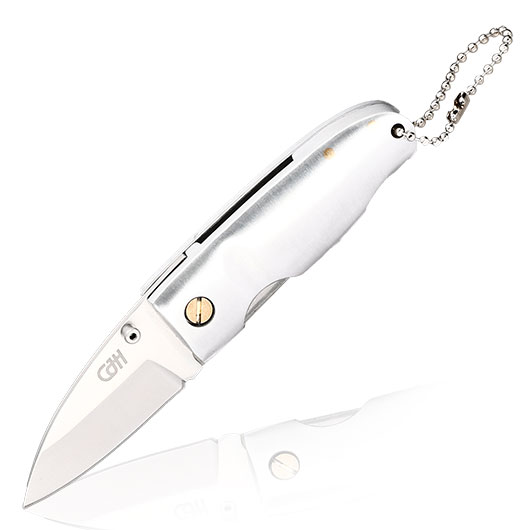 CJH Einhandmesser Stubby silber inkl. Kugelkette