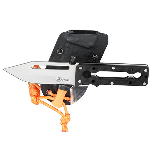 Outdoormesser Skelett Duo 2in1 schwarz inkl. Feuerstahl & Kydexscheide Bild 3