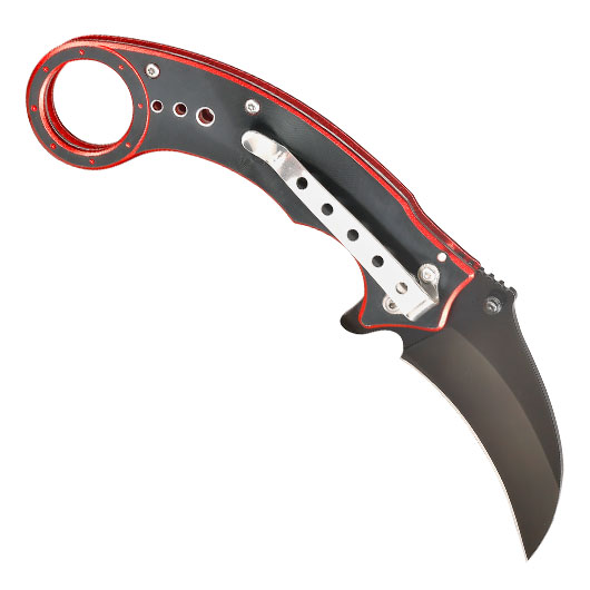 Einhandmesser Karambit Red Scorpion schwarz/rot inkl. Grtelclip Bild 1
