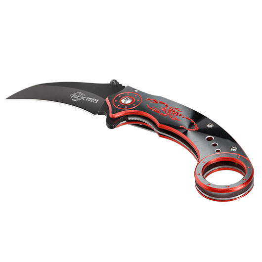 Einhandmesser Karambit Red Scorpion schwarz/rot inkl. Grtelclip Bild 2