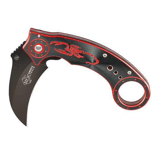 Einhandmesser Karambit Red Scorpion schwarz/rot inkl. Grtelclip Bild 3