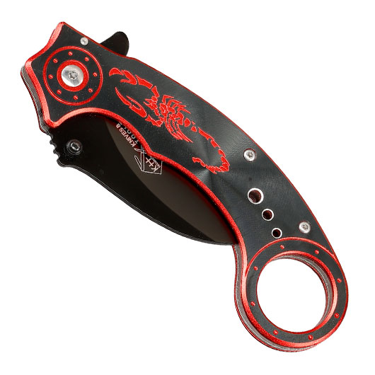 Einhandmesser Karambit Red Scorpion schwarz/rot inkl. Grtelclip Bild 4