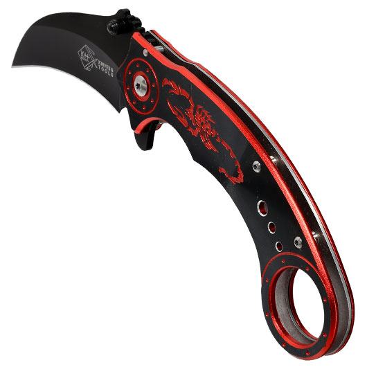 Einhandmesser Karambit Red Scorpion schwarz/rot inkl. Grtelclip Bild 6
