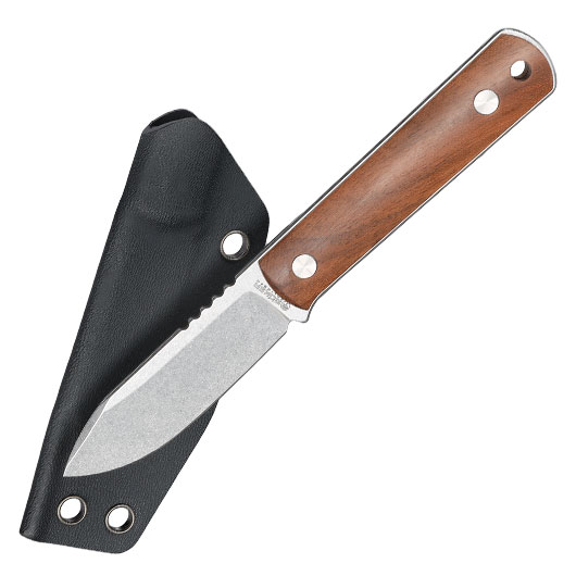 Bker Neck Knife BFF Packlite Walnuss silber/braun inkl. Kydexscheide, Kugelkette & Etui Bild 4