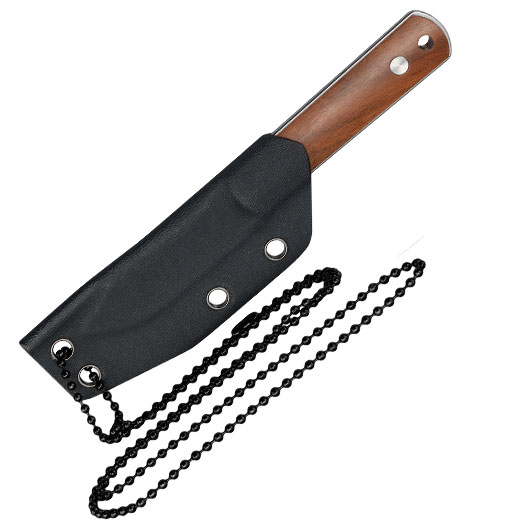 Bker Neck Knife BFF Packlite Walnuss silber/braun inkl. Kydexscheide, Kugelkette & Etui Bild 5