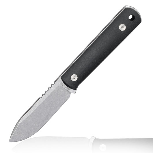 Bker Neck Knife BFF Packlite Richlite silber/schwarz inkl. Kydexscheide, Kugelkette & Etui