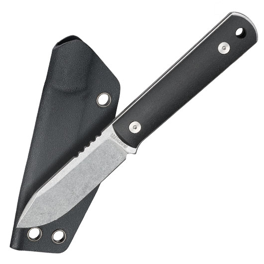 Bker Neck Knife BFF Packlite Richlite silber/schwarz inkl. Kydexscheide, Kugelkette & Etui Bild 4