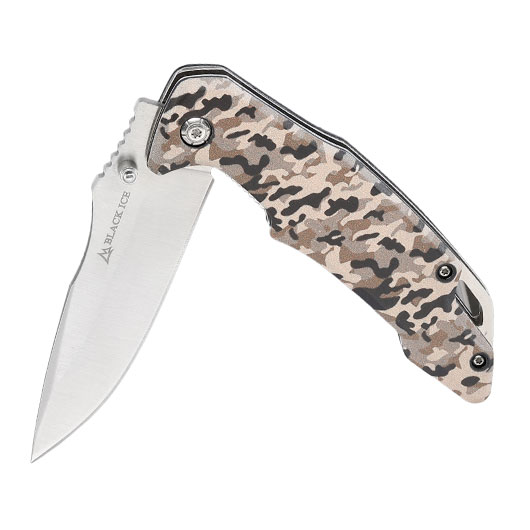 Black Ice Einhandmesser brown camo inkl. Grtelclip Bild 2