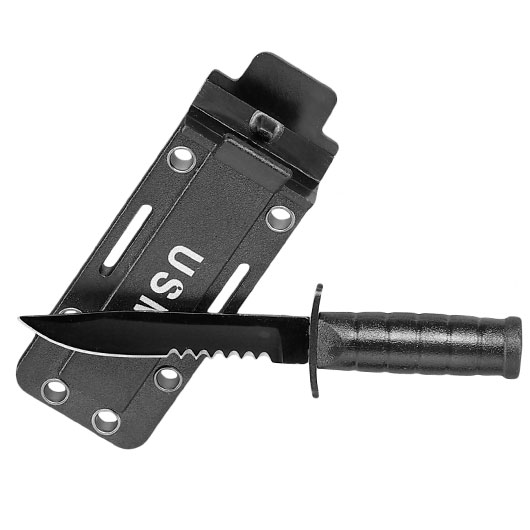 Neck Knife Mini USMC schwarz inkl. Kydexscheide & Kugelkette Bild 3