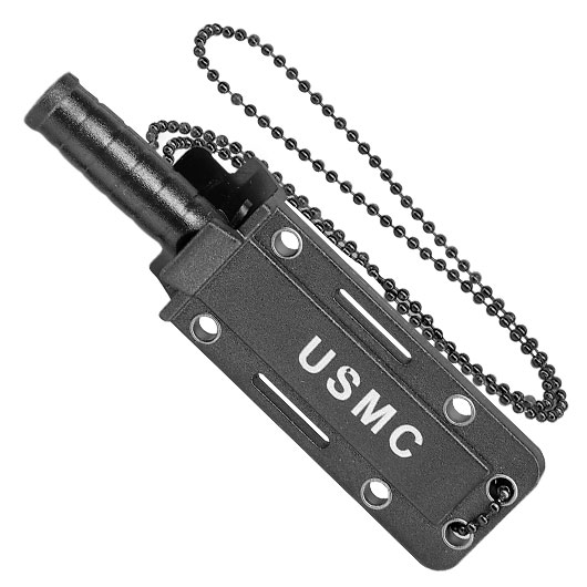 Neck Knife Mini USMC schwarz inkl. Kydexscheide & Kugelkette Bild 4