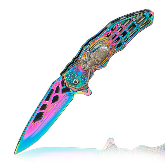 Einhandmesser Spider rainbow inkl. Grtelclip