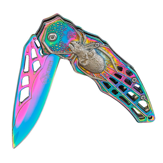 Einhandmesser Spider rainbow inkl. Grtelclip Bild 3