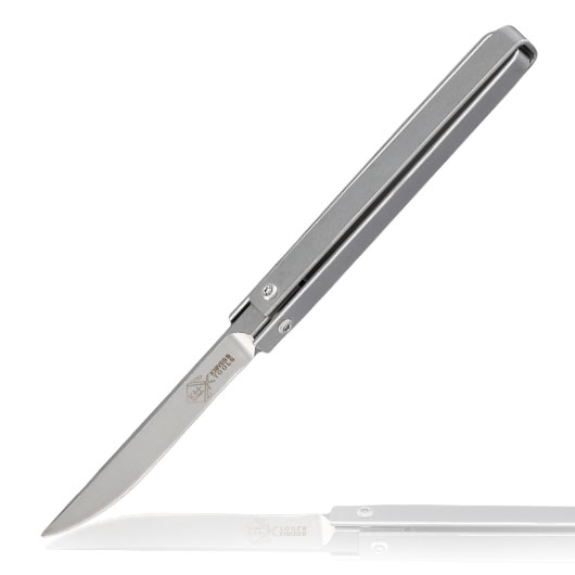 Folding Knife 360 mit Glasbrecher silber inkl. Lederholster