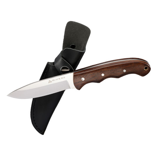 Black Ice Outdoormesser Mountain Carver silber/braun inkl. Lederscheide Bild 3