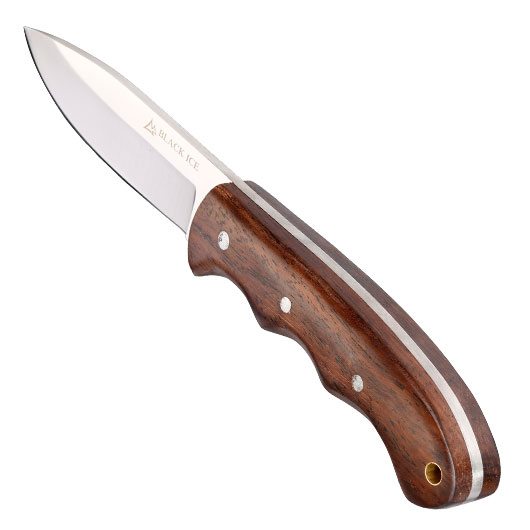 Black Ice Outdoormesser Mountain Carver silber/braun inkl. Lederscheide Bild 5