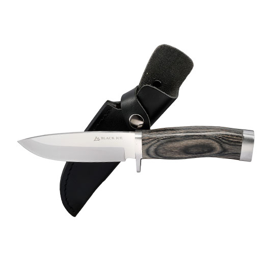 Black Ice Outdoormesser Trail Blade silber/braun inkl. Lederscheide Bild 3
