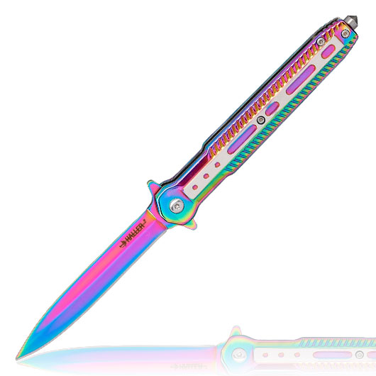 Haller Einhandmesser Stiletto rainbow inkl. Grtelclip & Glasbrecher