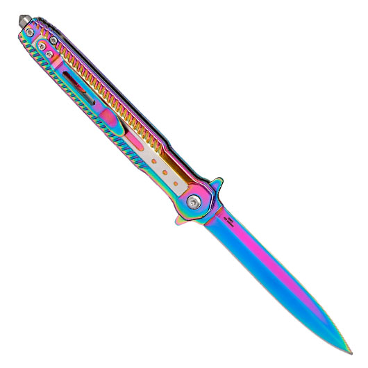 Haller Einhandmesser Stiletto rainbow inkl. Grtelclip & Glasbrecher Bild 1