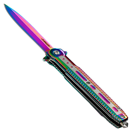 Haller Einhandmesser Stiletto rainbow inkl. Grtelclip & Glasbrecher Bild 2
