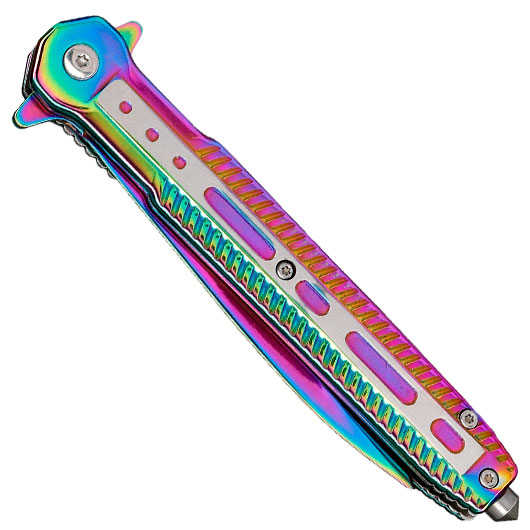 Haller Einhandmesser Stiletto rainbow inkl. Grtelclip & Glasbrecher Bild 4