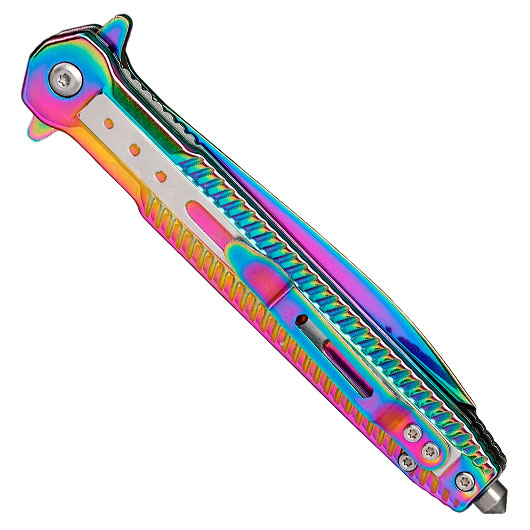 Haller Einhandmesser Stiletto rainbow inkl. Grtelclip & Glasbrecher Bild 5