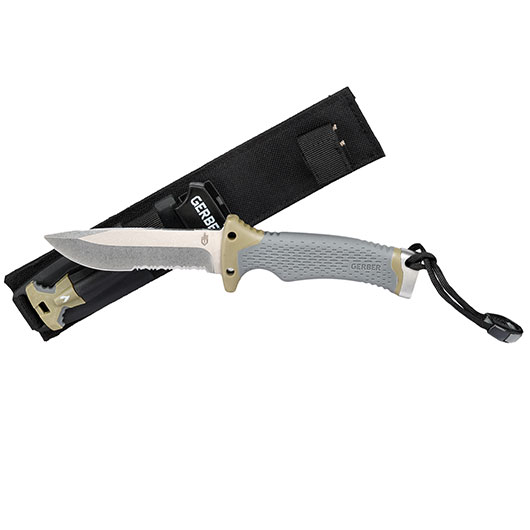 Gerber Outdoormesser Ultimate Survival SE inkl. Signalpfeife, Zndstahl, Messerschrfer & Nylonscheide Bild 3