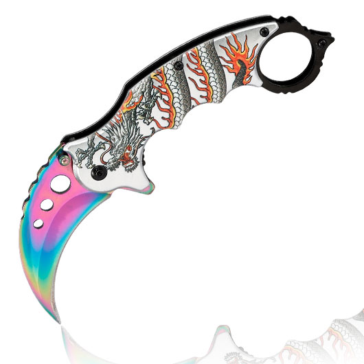 Anglo Arms Einhandmesser Karambit Rainbow Dragon inkl. Grtelclip