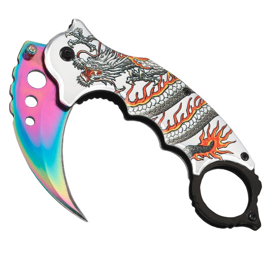 Anglo Arms Einhandmesser Karambit Rainbow Dragon inkl. Grtelclip Bild 3