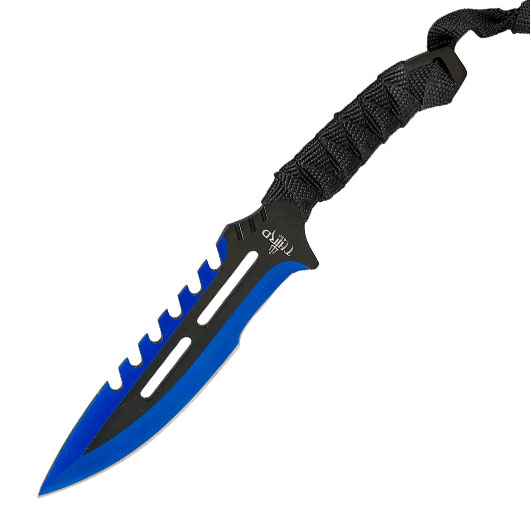 Machete mit zwei Wurfmesser schwarz/blau inkl. Nylon-Grtelscheide & Rckentragegurt Bild 2