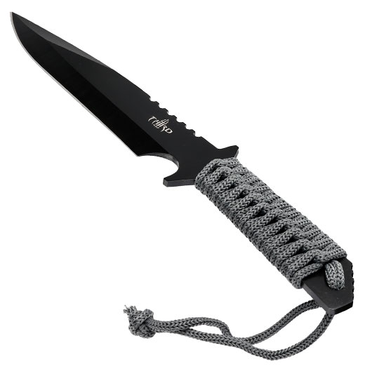 Third Outdoormesser H0401 schwarz/grau inkl. Feuerstahl & Nylonscheide Bild 2