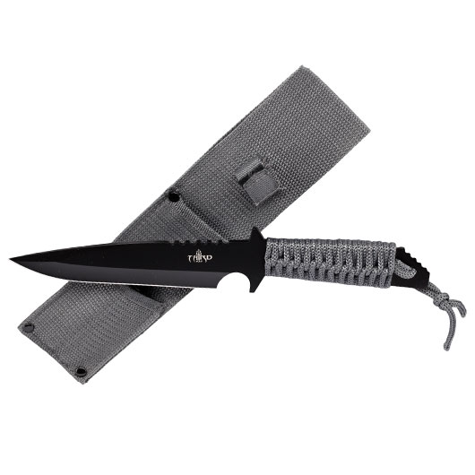 Third Outdoormesser H0401 schwarz/grau inkl. Feuerstahl & Nylonscheide Bild 2