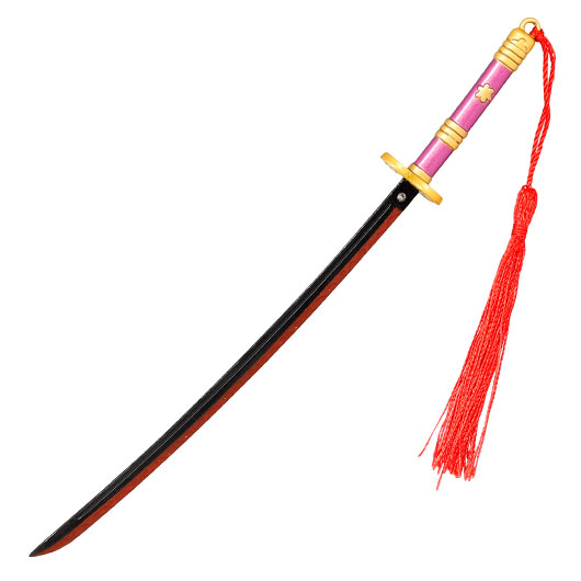 Schlsselanhnger Mini Katana One Piece Zorro Roronoa lila/gold inkl. Scheide und Schwertstnder Bild 1