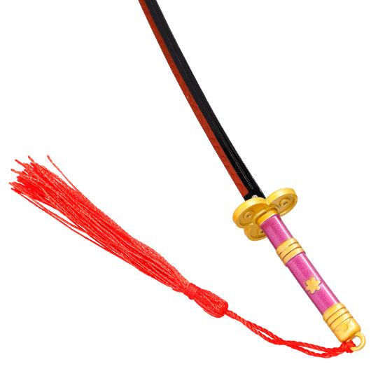 Schlsselanhnger Mini Katana One Piece Zorro Roronoa lila/gold inkl. Scheide und Schwertstnder Bild 4