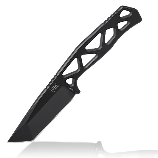 Heckler & Koch Taktisches Outdoormesser FX01 Tanto D2 Stahl schwarz inkl. Kydexscheide mit Stahlclip