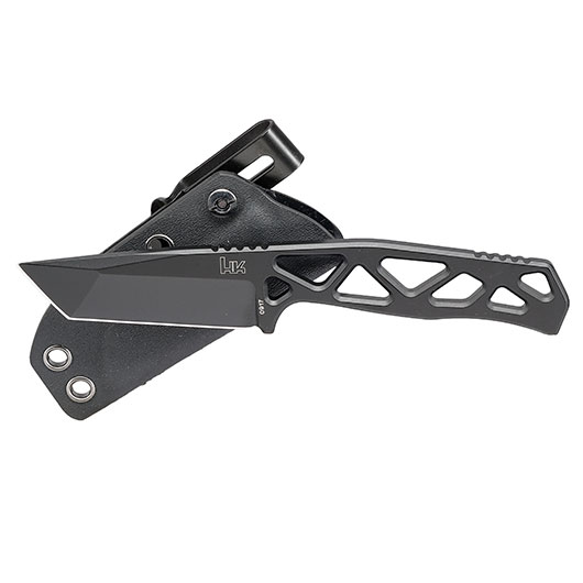 Heckler & Koch Taktisches Outdoormesser FX01 Tanto D2 Stahl schwarz inkl. Kydexscheide mit Stahlclip Bild 3