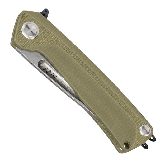 ANV Knives 2in1 Taschenmesser / Einhandmesser Z200 Plus Stonewash Sleipner Stahl G10 oliv inkl. Grtelclip Bild 4