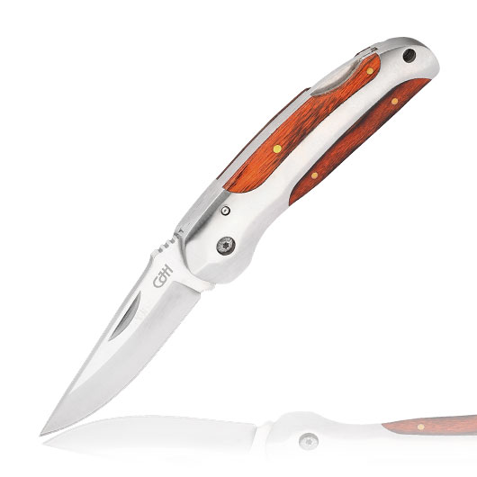 CJH Taschenmesser feststellbar mit Pakkaholzeinlagen und Grtelclip
