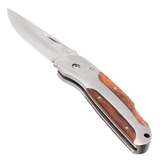 CJH Taschenmesser feststellbar mit Pakkaholzeinlagen und Grtelclip Bild 2