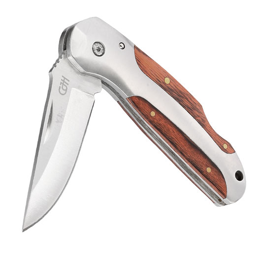 CJH Taschenmesser feststellbar mit Pakkaholzeinlagen und Grtelclip Bild 3