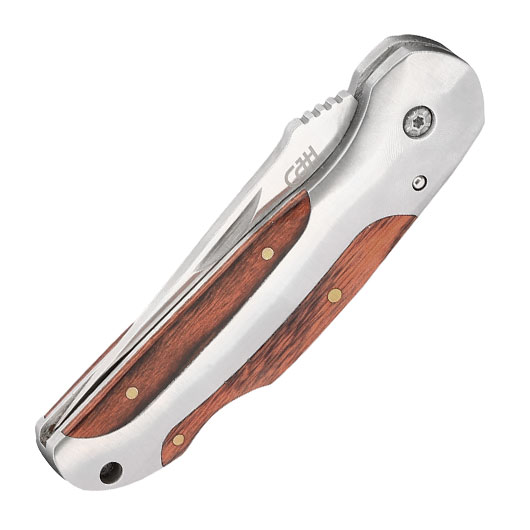 CJH Taschenmesser feststellbar mit Pakkaholzeinlagen und Grtelclip Bild 4