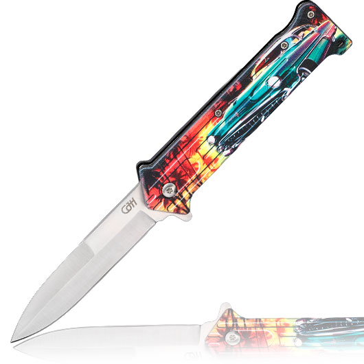 CJH Einhandmesser mit US CAR Motiv und Clip