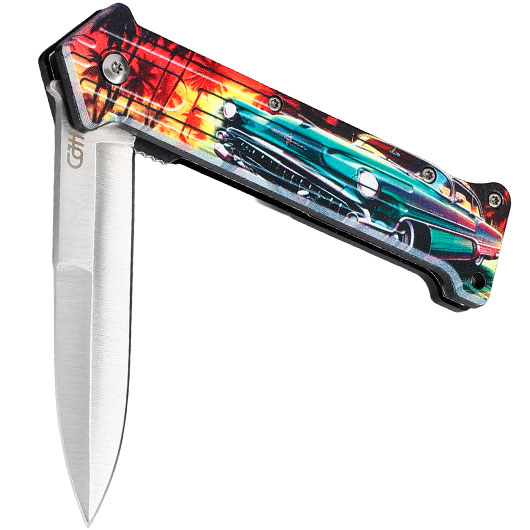 CJH Einhandmesser mit US CAR Motiv und Clip Bild 3