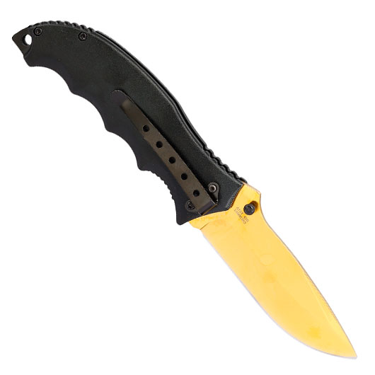 CJH Einhandmesser mit 3D-Optik Drachenmotiv Griffschalen und Grtelclip Bild 1