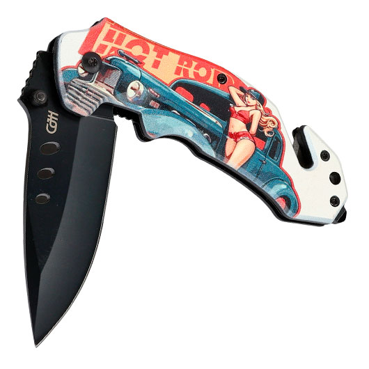 CJH Rettungsmesser, Pin Up US-Car mit Grtelclip Bild 3