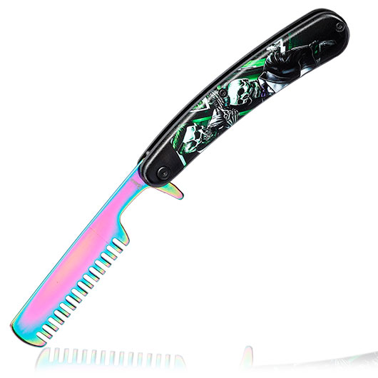 Einhandkamm im Regenbogen-Titan-Finish