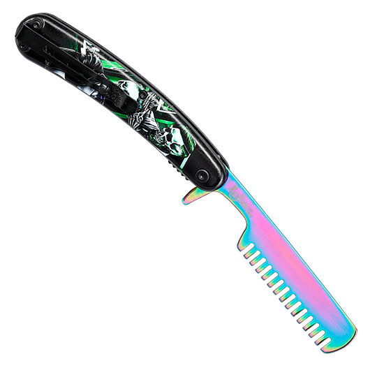 Einhandkamm im Regenbogen-Titan-Finish Bild 1