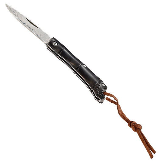 Schnes, interessant gearbeitetes KOMORAN Klappmesser mit Damastklinge. Bild 6