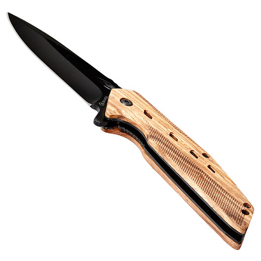 Albainox Klappmesser mit brnierter Klinge und beeindruckenden Zebra-Muster im Holzgriff Bild 6