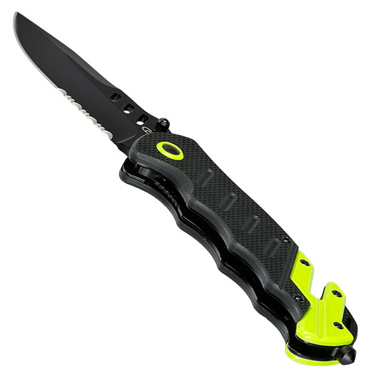 CJH Rettungsmesser schwarz Gurtschneider Glasbrecher Griff schwarz neonfarbig Bild 7