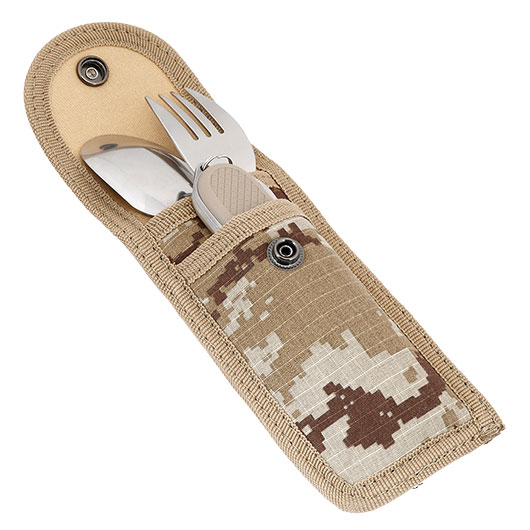 Albainox Camping Besteck mit Gabel L�ffel Multifunktionsmesser coyote